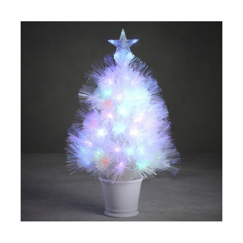 Sapin fibre optique blanc Dinard multicol. 60cm - Luca Lighting