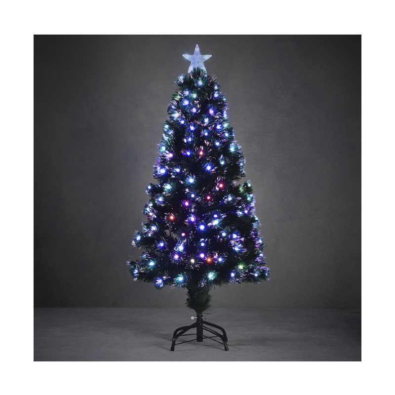 Sapin fibre optique vert Abbey LED multicolore 150 cm - Luca Lighting