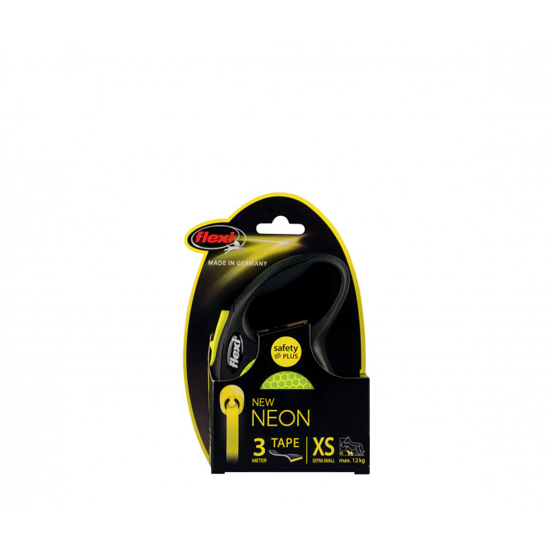 Laisse flexi new neon sangle xs:3m-noir/jne fluo - FLEXI 