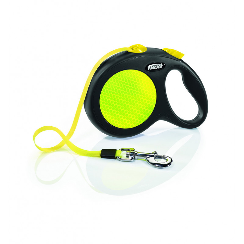 Laisse flexi new néon sangle L-5m Noir, jaune - FLEXI 