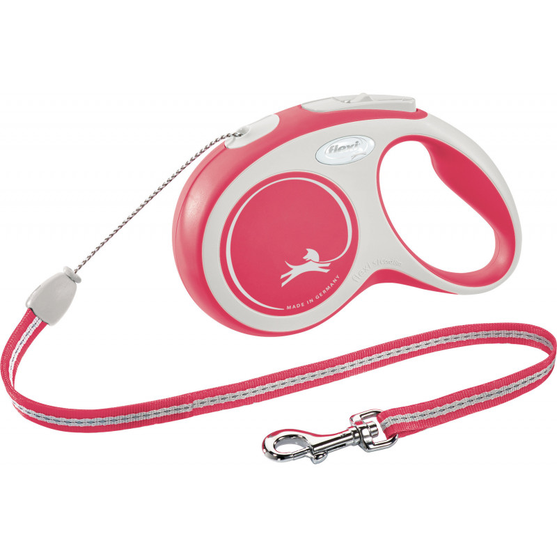 Laisse Flexi new comfort corde S: 8m rouge - TRIXIE 