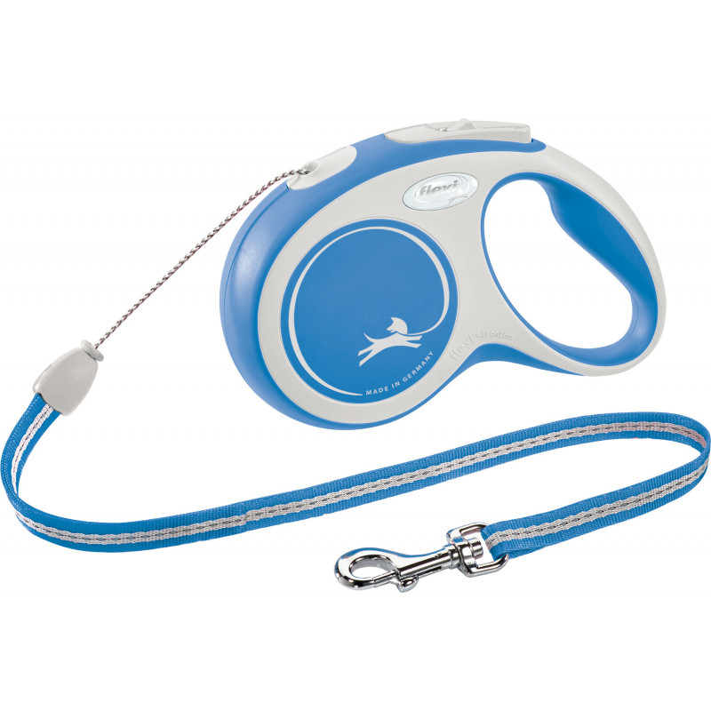 Laisse Flexi new comfort corde S: 8m bleu - TRIXIE 