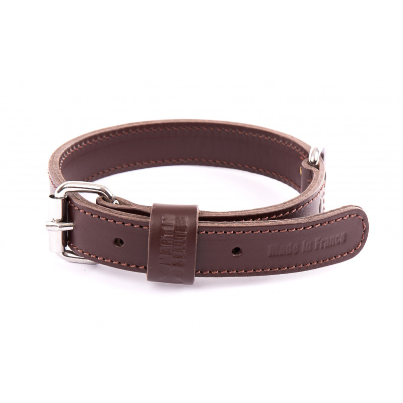 Collier cuir dble épaisseur 30mm-65 Marron - MARTIN SELLIER 